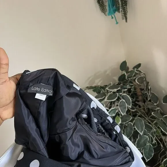 VTG Late Edition Pin Up Polka Dot Dress Black White Rockabilly Sweetheart Puff - Picture 6 of 8